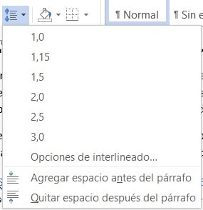 interlineado en Word