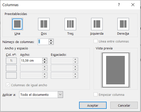 columnas en Word