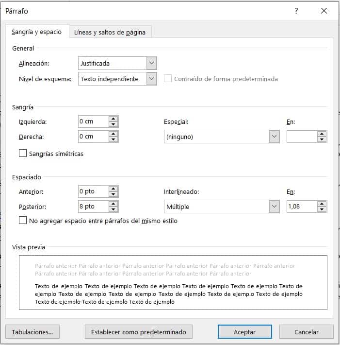 interlineado en Word