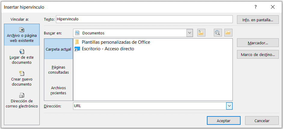 poner un enlace en Word