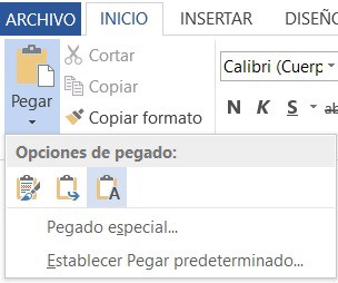 texto sin formato en Word